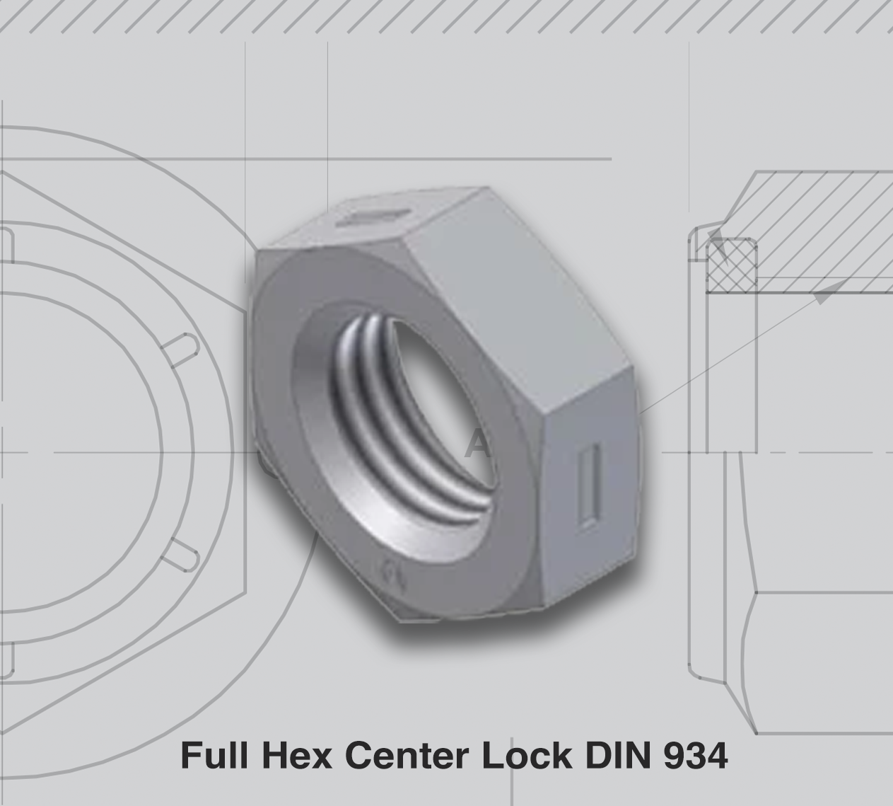 Full Hex Center Lock DIN 934