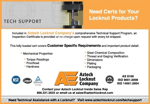 Need Certs for your Locknuts?